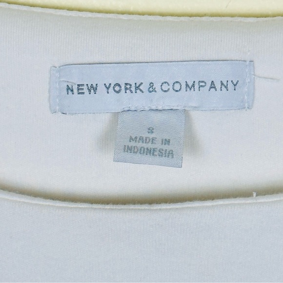 NEW YORK & COMPANY Minimalist White Jersey Knit Cap Sleeve Sheath Dress, Size S - Picture 3 of 6